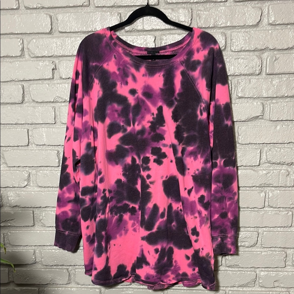 Torrid Pink and Black Tie-dye Oversized Hoodie